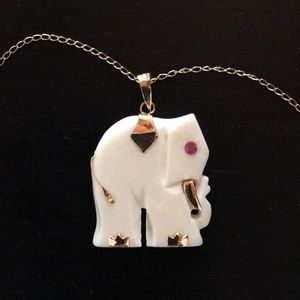 14kt & Ruby Elephant Pendant w/ Chain
